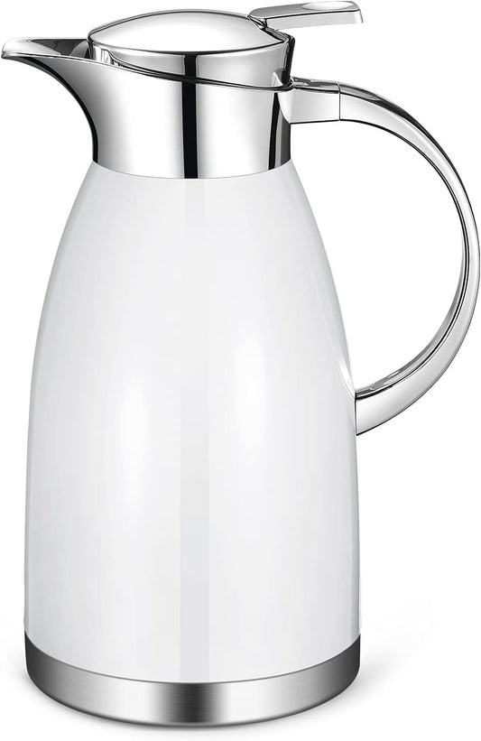 Thermal Coffee Carafe (64 Oz), 18/8 Stainless Steel Insulated Coffee Carafe - Elegant design, Double Walled Vacuum Flask for Tea, Water and Coffee